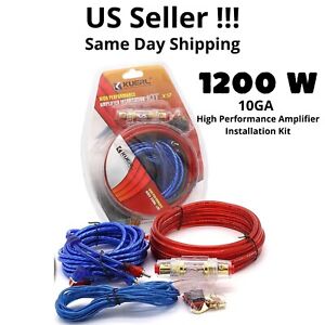 10 Gauge Amp Kit Amplifier Install Wiring Complete 10 Ga Car Wires 1200W