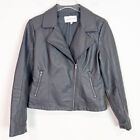 CUPCAKES AND CASHMERE GRAY FAUX VEGAN LEATHER MOTO JACKET WOMENS SZ SMALL