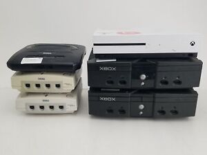 Lot of 6 Assorted Microsoft and SEGA Video Game Consoles - For Parts or Repair