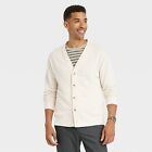 Men's V-Neck French Terry Cardigan - Goodfellow & Co Ivory S