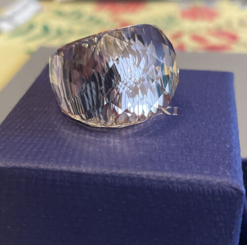 Swarovski Large Round Cut Crystal Rose Gold Nirvana Ring Size 55