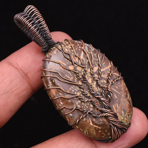Bronzite Gemstone Copper Wire Wrapped Handmade Jewelry Pendant 2.13