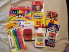 Lot of Mixed School Supplies Markers Crayons Glue Pencils Sharpener Highlighters