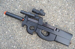 Full Auto P90 Style Electric Airsoft Gun w/Red Dot Scope, BB Target