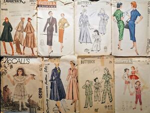 Estate Sale 1940s-50s-60s Sewing Patterns Lot of 16 Multi Size Cut Advance Etc