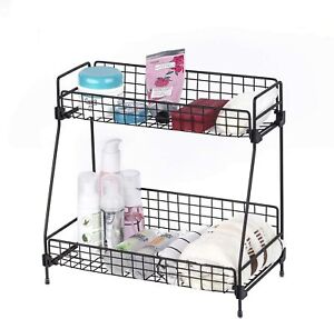 2-Tier Bathroom Countertop Organizer Wire Basket Kitchen Storage Rack Shelf