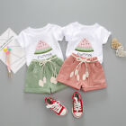 Toddler Kids Baby Girl Watermelon Letter Print Tops Shorts Outfits Set Clothes