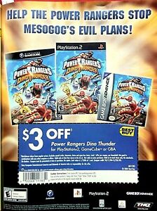 2004 POWER RANGERS Dino Thunder PS2 Game Cube = BEST BUY Promo Print AD w/Coupon