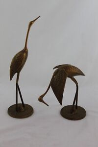 New ListingVintage Brass Bird Pair of 2 Crane Heron Stork Large Figurines 11” & 7”
