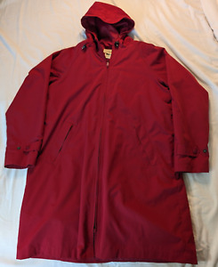 LL Bean Hooded Trench Coat Red Womens M Reg w/ Wool Liner