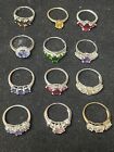Lot of 12 Sterling Silver .925 Rings Various Gemstones GREAT SELECTION Sizes 6-8