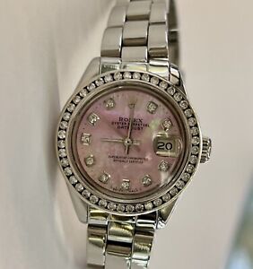 1979 Rolex Oyster Perpetual Datejust Pink MOP Diamond Dial & Bezel Watch 6917
