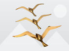 Vintage MCM 3-Lot Set Solid Brass Hangable Flying Seagull Birds Wall Decor 9-14