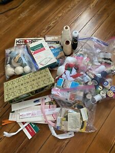 HUGE Mixed Estate Sale Lot Vintage Sewing Craft Notions Buttons Thread FREE SHIP