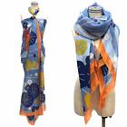 Hermes Pareo Shawl Large Stole Water Surface Leaf Fish Lotus Cotton 170*150
