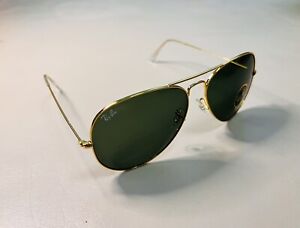 Ray-Ban 58mm Aviator Classic Gold Framed/Green Lens Excellent Conditions A11