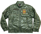 Vintage 80s Porsche Jacket Size Small Zip Sleeves Green Poly Filled Finger