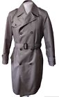 Botany 500 Trench Coat Women's 42 Vintage Long Coat Gray Double Breasted Belted