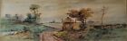 Antique Signed Lemere French Countryside Watercolor Painting