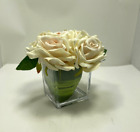 Artificial Velvet Rose Flower Centerpiece Arrangement in vase (Champagne)