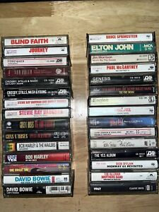 New ListingLot of 30 Cassette Tapes 70s-80s Rock & Roll - Dylan VH Genesis CSNY G & R Bowie