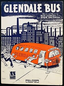 New ListingPUBLIC TRANSPORTATION sheet music GLENDALE BUS ~ Dick Charles 1943 mass transit