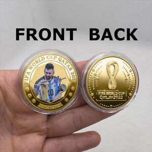 1pcs Qatar 2022 World-Cup Lionel Messi Gold Coin For Football Fan Gift
