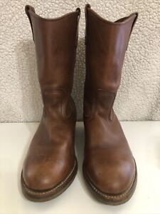 Red Wing Brown Sz9 3E Boots ANSI Z41 PT83 Steel Toe USA Made Engineer Pull On