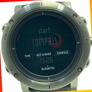 Suunto Core Brushed Steel Wristwatch Quartz Digital Watch Black Leather Band