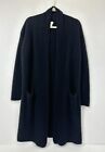 Chicos 100% Cashmere Two-Pocket Cardigan Sweater Size 2 US L Black Open Long