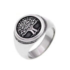 Mens Stainless Steel Tree of Life Viking Ring Vintage Biker Band Party Jewelry