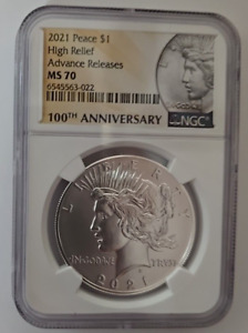2021 PEACE SILVER DOLLAR NGC MS70 ADVANCE RELEASES HARD TO FIND RARE