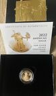 New Listing2022-W American Eagle 1/10th oz Gold Proof Coin w/OGP & COA