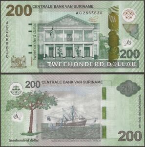 Suriname 200 Dollars B550a UNC AG Prefix 2024 @ Ebanknoteshop