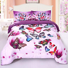 Purple Butterfly Comforter Sets Full Size 3 Pieces, Girls Teen Kids Quilted Beds