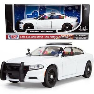 MOTORMAX 2023 DODGE CHARGER POLICE CAR BLANK WHITE LIGHTBAR 1/24 Diecast 76996