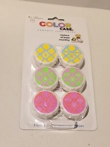 Contact Lens Cases By Color Case No Leak Pack of 3 Hard And Soft Lenses