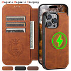 For iPhone 15 Pro Max 14 13 12 Mag safe Magnetic Holder Leather Wallet Card Case