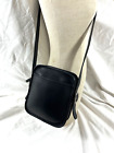 Genuine vintage COACH black leather camera shoulder bag purse double zip