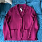 Talbots Merino Sweater Cardigan Blazer Raspberry Pink Medium NWT