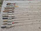 Lot of (12) Vintage Steel Premax South Bend Baitcasting Fishing Poles Rods