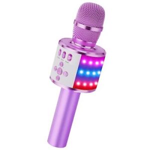 New Listing Kids Karaoke Microphone Bluetooth Wireless Mic for Adults Singing Light Purple
