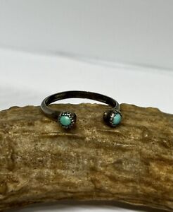Vintage Old Pawn Sterling Silver Turquoise Ring Size 9