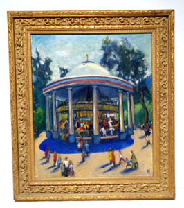 Louise Hilbert 1901-1988 Signed Oil Painting Golden Gate Carousel 27x31 BIN