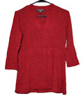Tommy Bahama Womens XS Knit Sweater Cotton Blend 3/4 Sleeve Pullover Red