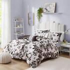 Intelligent Design Comforter Set Full Queen Floral Print 5-Pcs Black White
