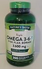 Triple OMEGA 3-6-9 3600 mg with Fish, Flax, Borage 200 Softgels, Gluten Free