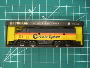 Vintage N Scale Bachmann Chessie System EMD F9 Diesel Loco 7071 Item#4656