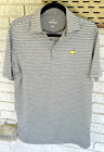 Masters Tech Golf Polo Shirt Men's Small Gray Striped Short Sleeve Performance