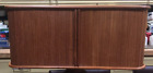 Mid-Century Modern Danish Teak Wood Tambour Door Cabinet ROLLTOP DESK WALL SHELF